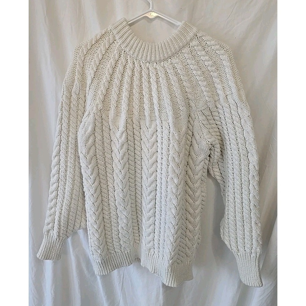 H &‎ M Chunky Knit Pullover Sweater Cream Size M Oversized Chunky